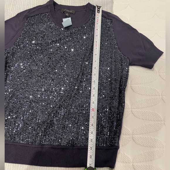 NWT Ann Taylor Women's Sequin Short Sleeve Sweater Navy Blue Size S Petite - Picture 13 of 16